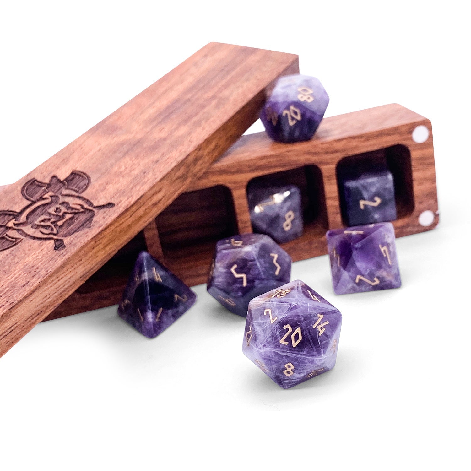 Amethyst - 7 Piece RPG Set Gemstone Dice by Norse Foundry