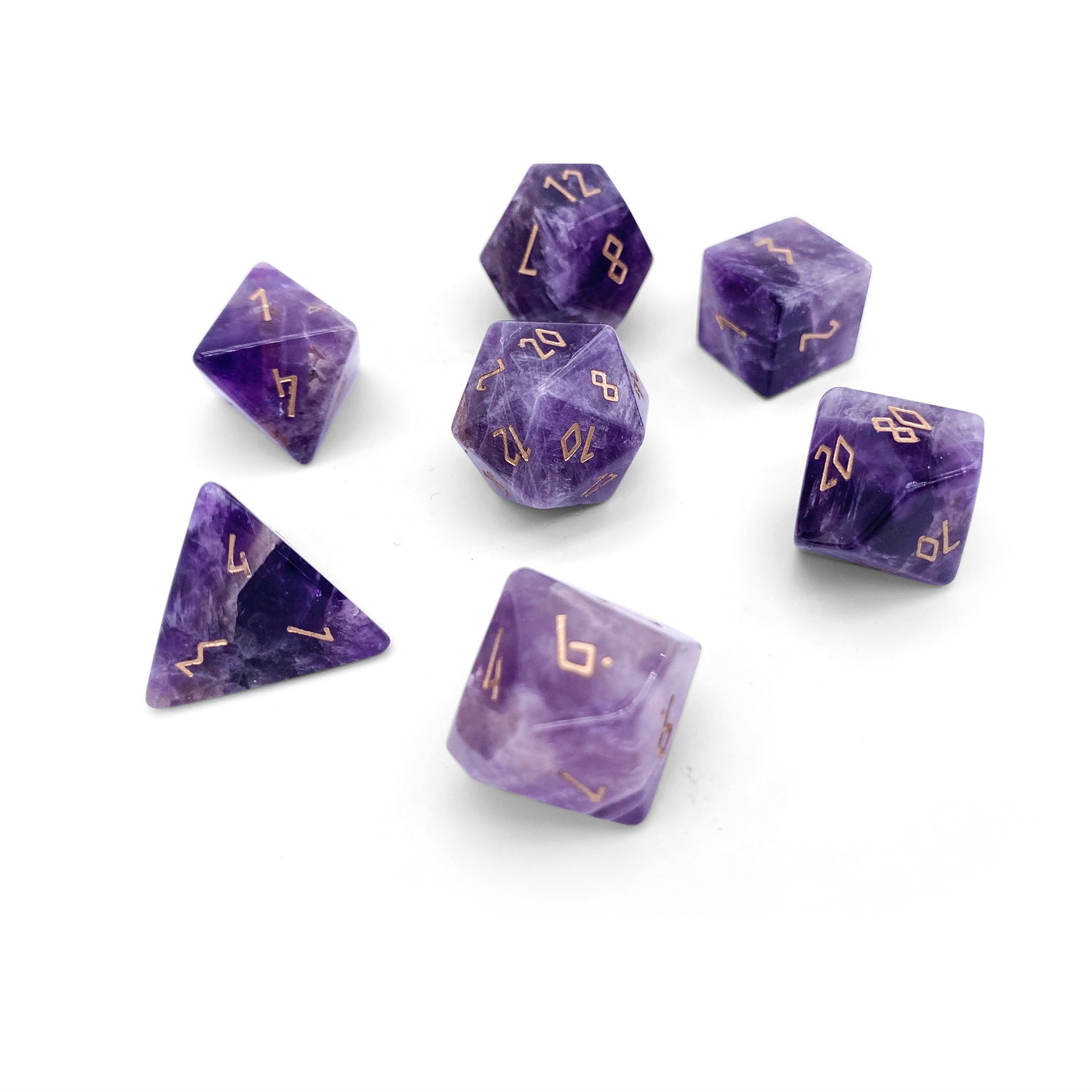 Amethyst - 7 Piece RPG Set Gemstone Dice by Norse Foundry