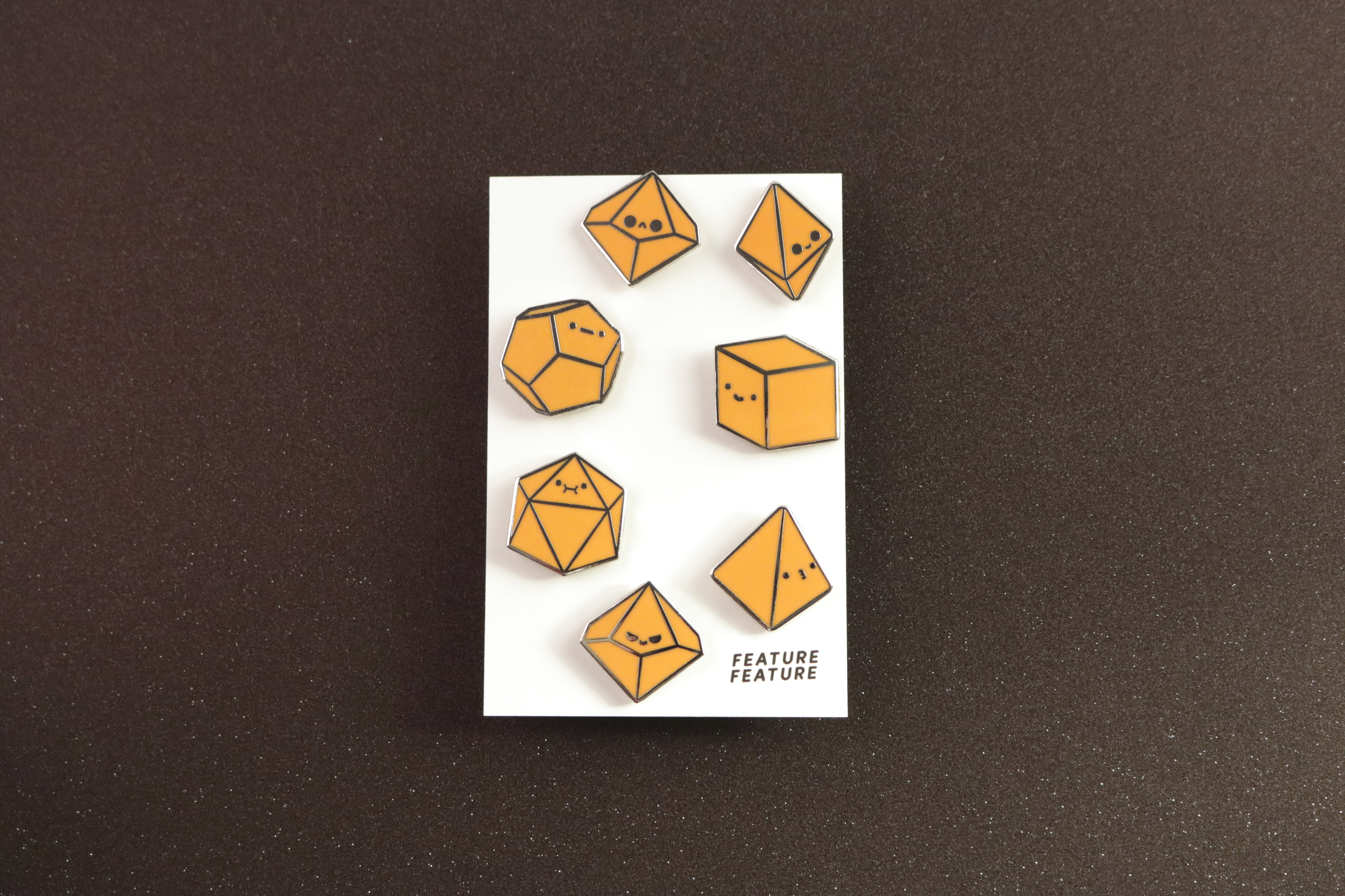 Rainbow Tiny Dice Buddies Hard Enamel Pin Set