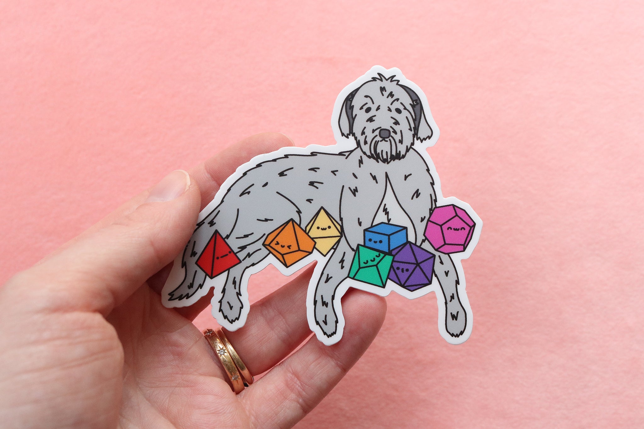 Irish Wolfhound D20 Dice Buddy Sticker
