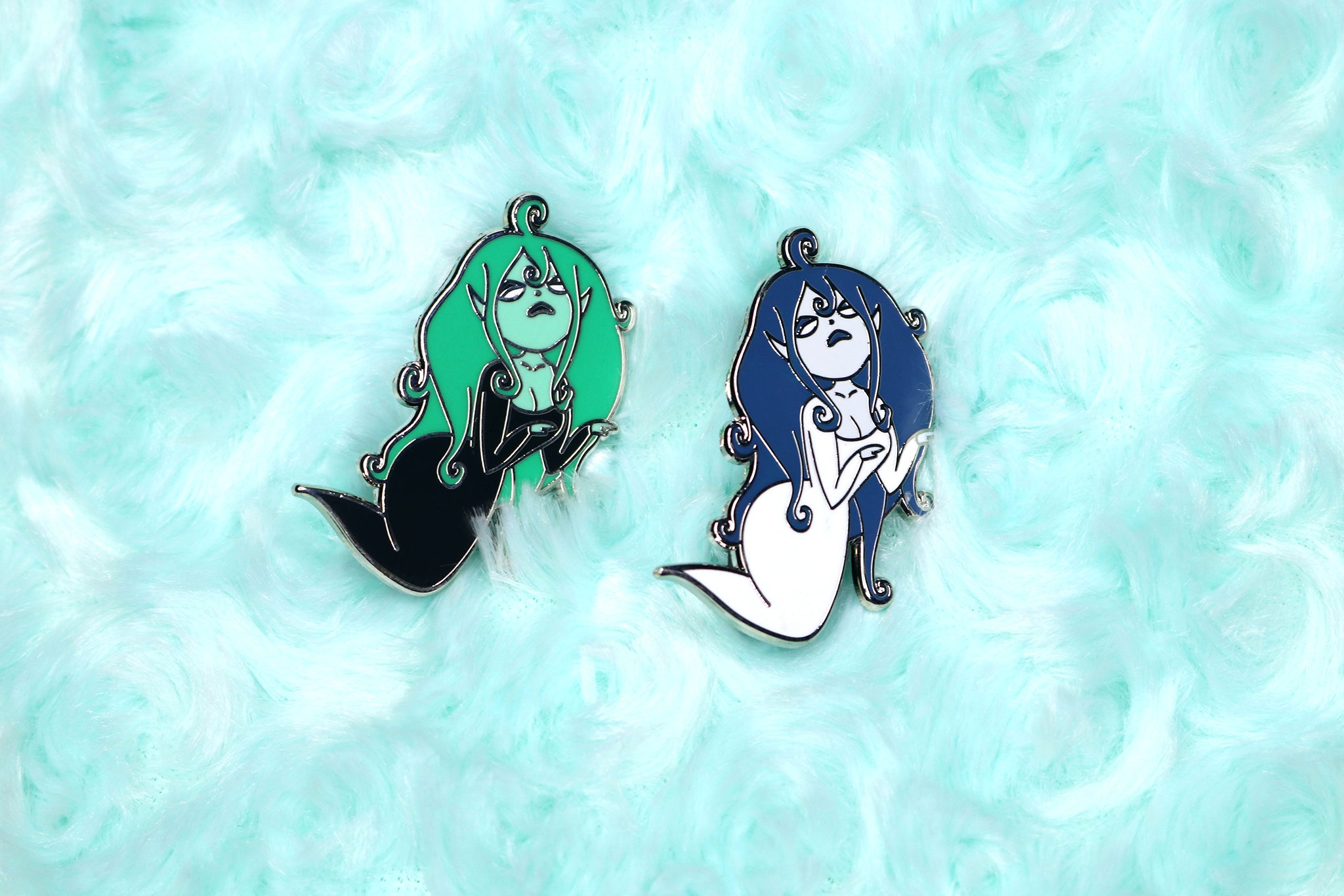 Green and Blue Banshee Girl Pins