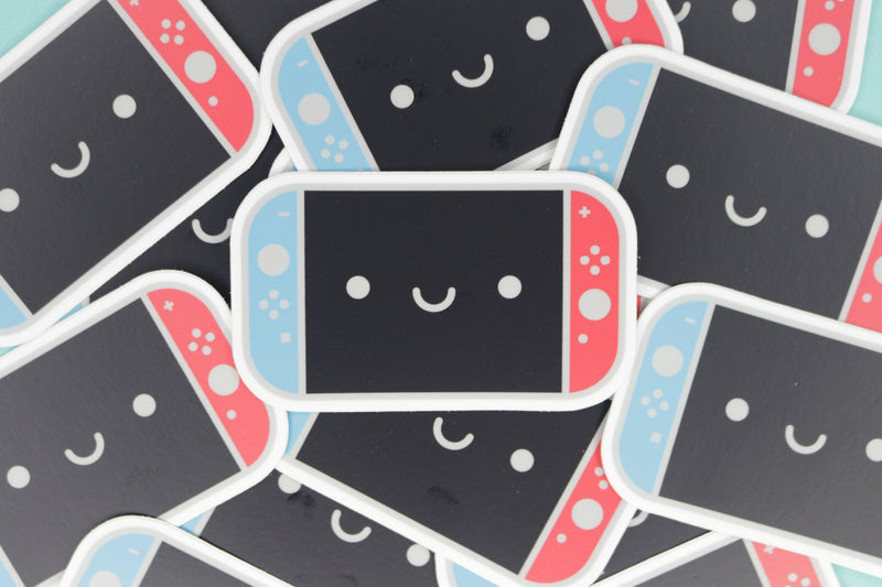 Pile of Neon Blue and Neon Red Switch Stickers