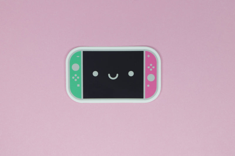 Happy Splatoon Switch Sticker on Pink Background