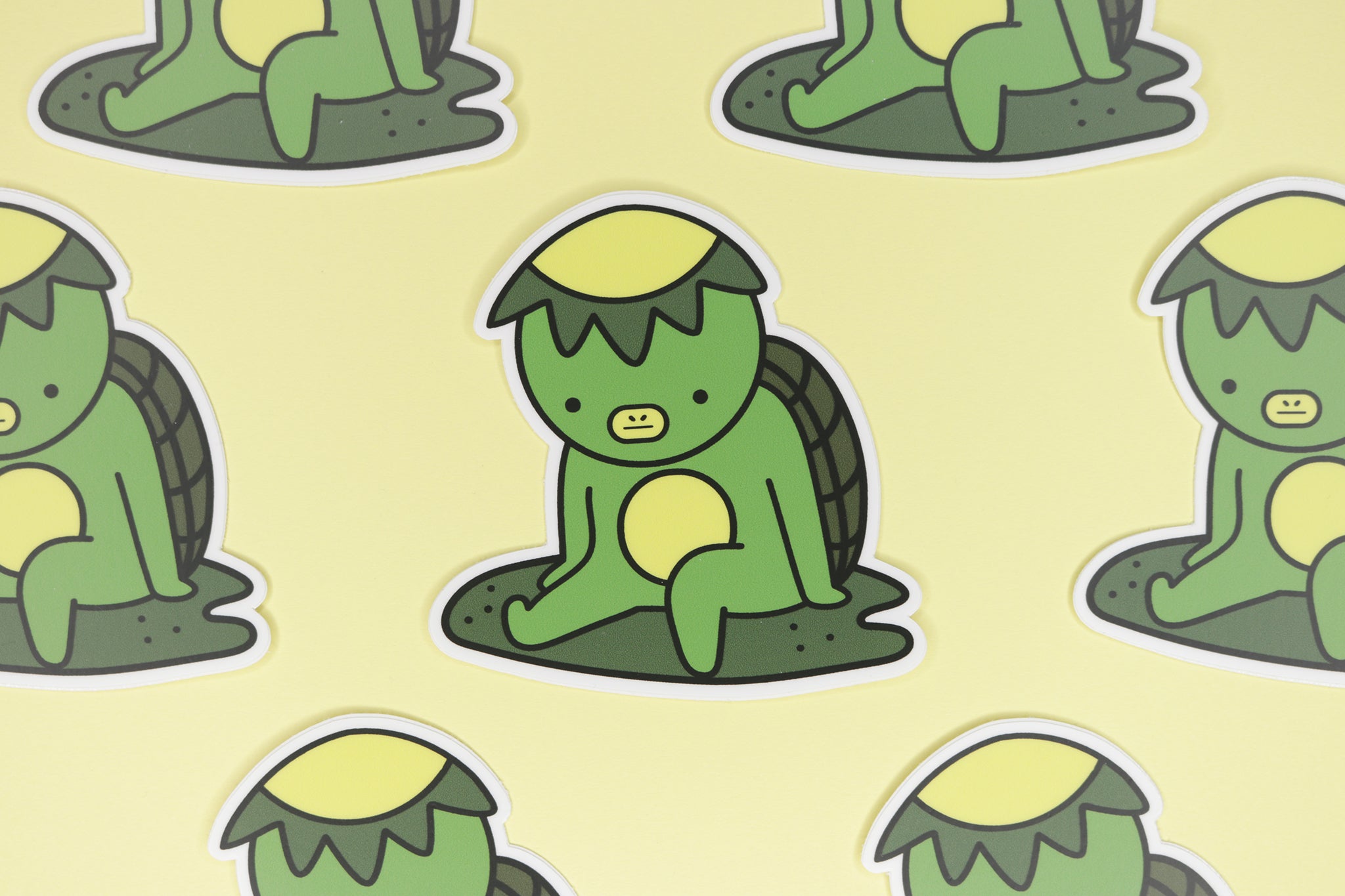 rows of green kappa stickers