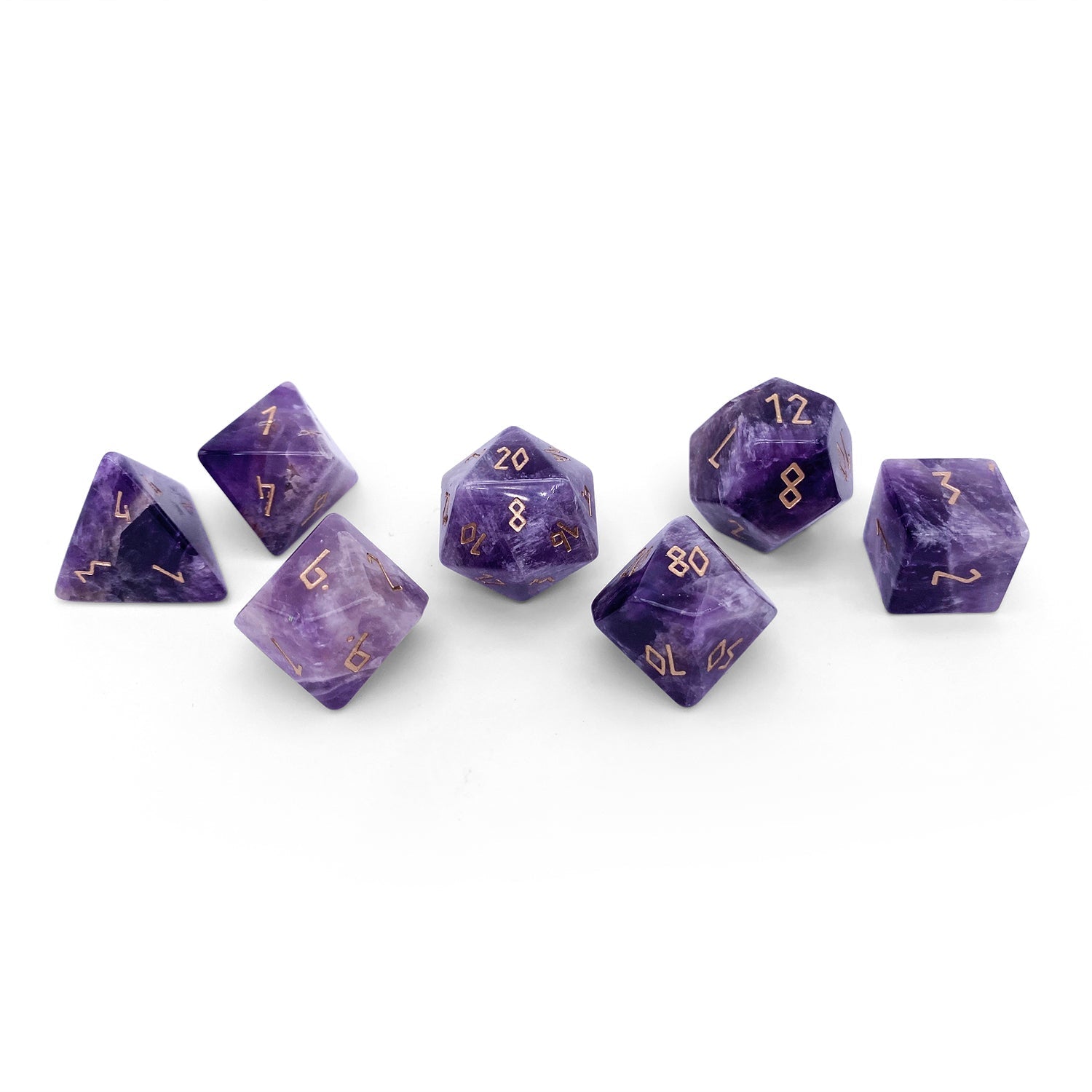 Amethyst - 7 Piece RPG Set Gemstone Dice by Norse Foundry