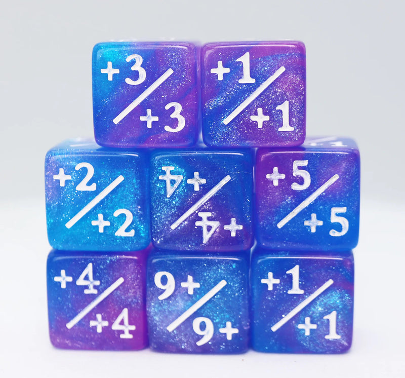 +1/+1 Blue & Purple Glitter Counters Set of 8