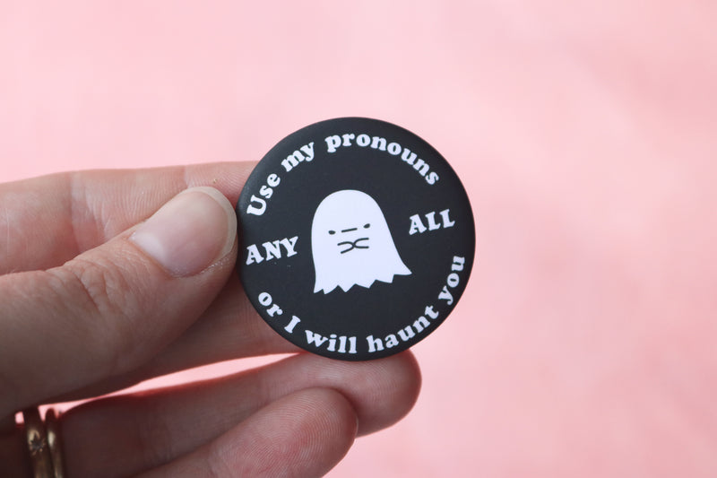 Spooky Ghost Gender Spectrum Pronoun Buttons