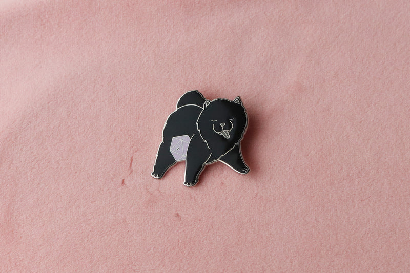 Chow Chow D20 Dice Buddy Hard Enamel Pin