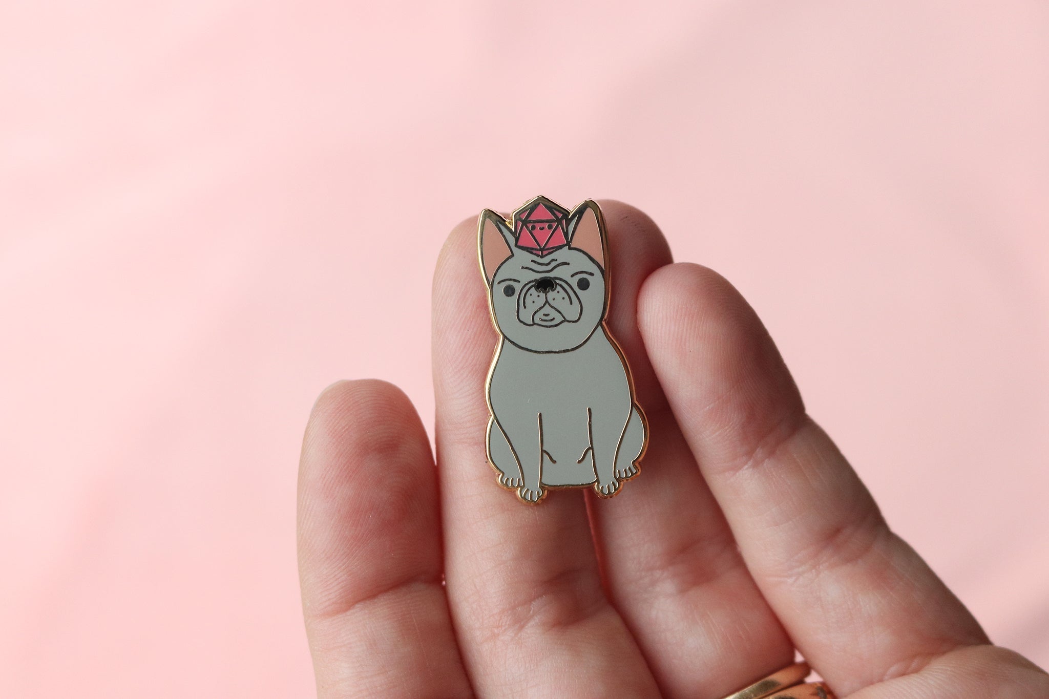 French Bulldog D20 Dice Buddy Hard Enamel Pin