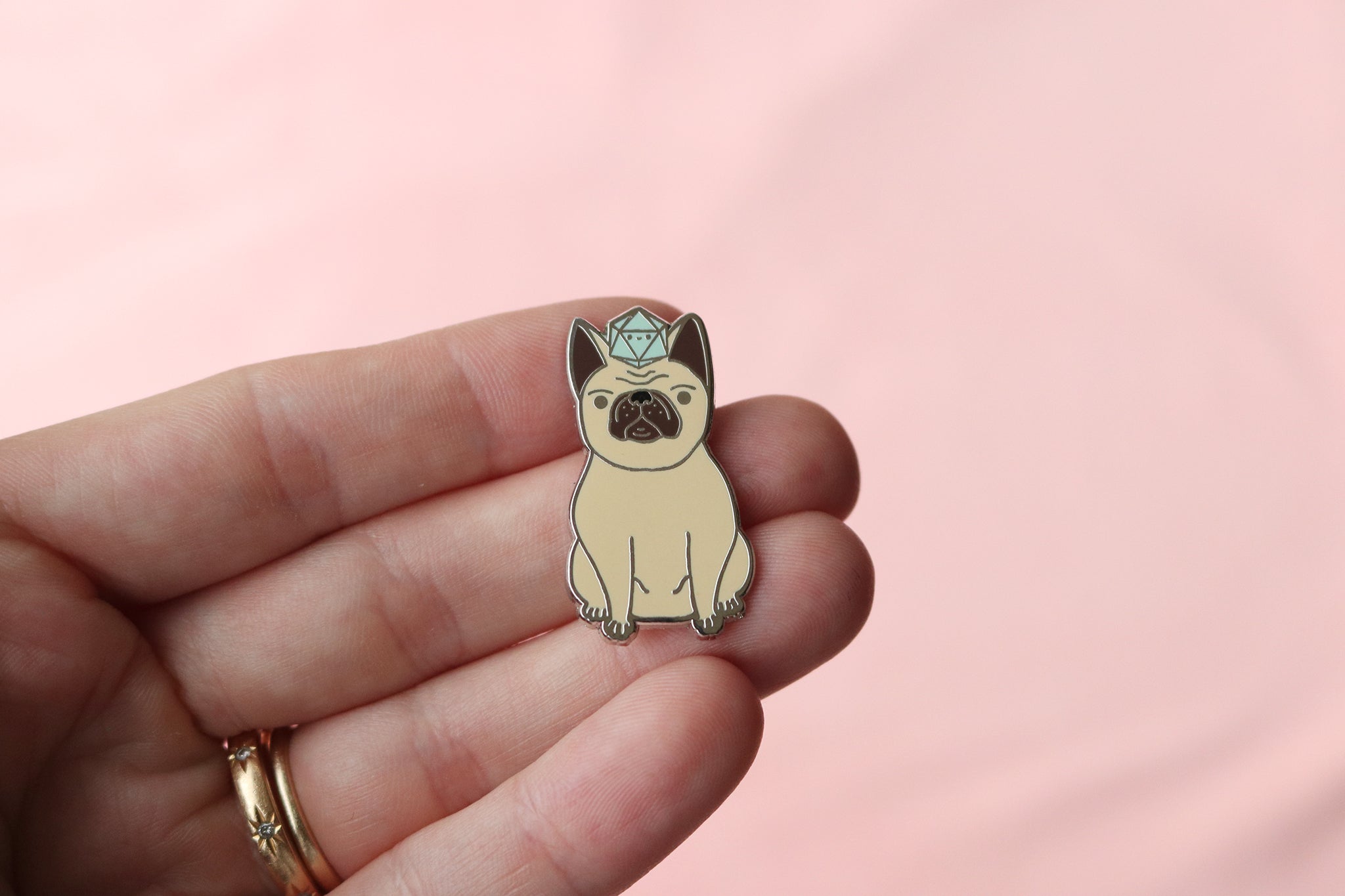 French Bulldog D20 Dice Buddy Hard Enamel Pin