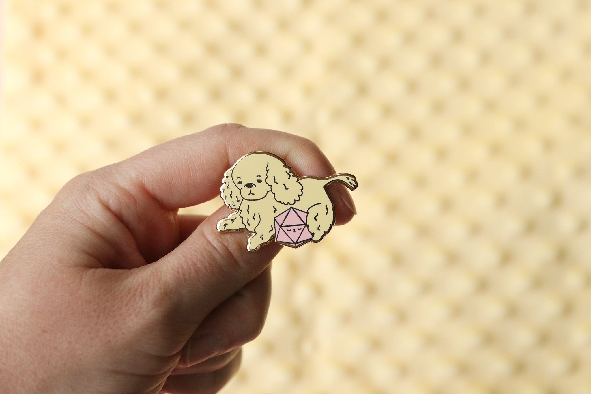 Cocker Spaniel D20 Dice Buddy Hard Enamel Pin
