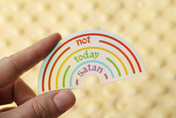 Not Today Satan Pride Rainbow Holographic Sticker
