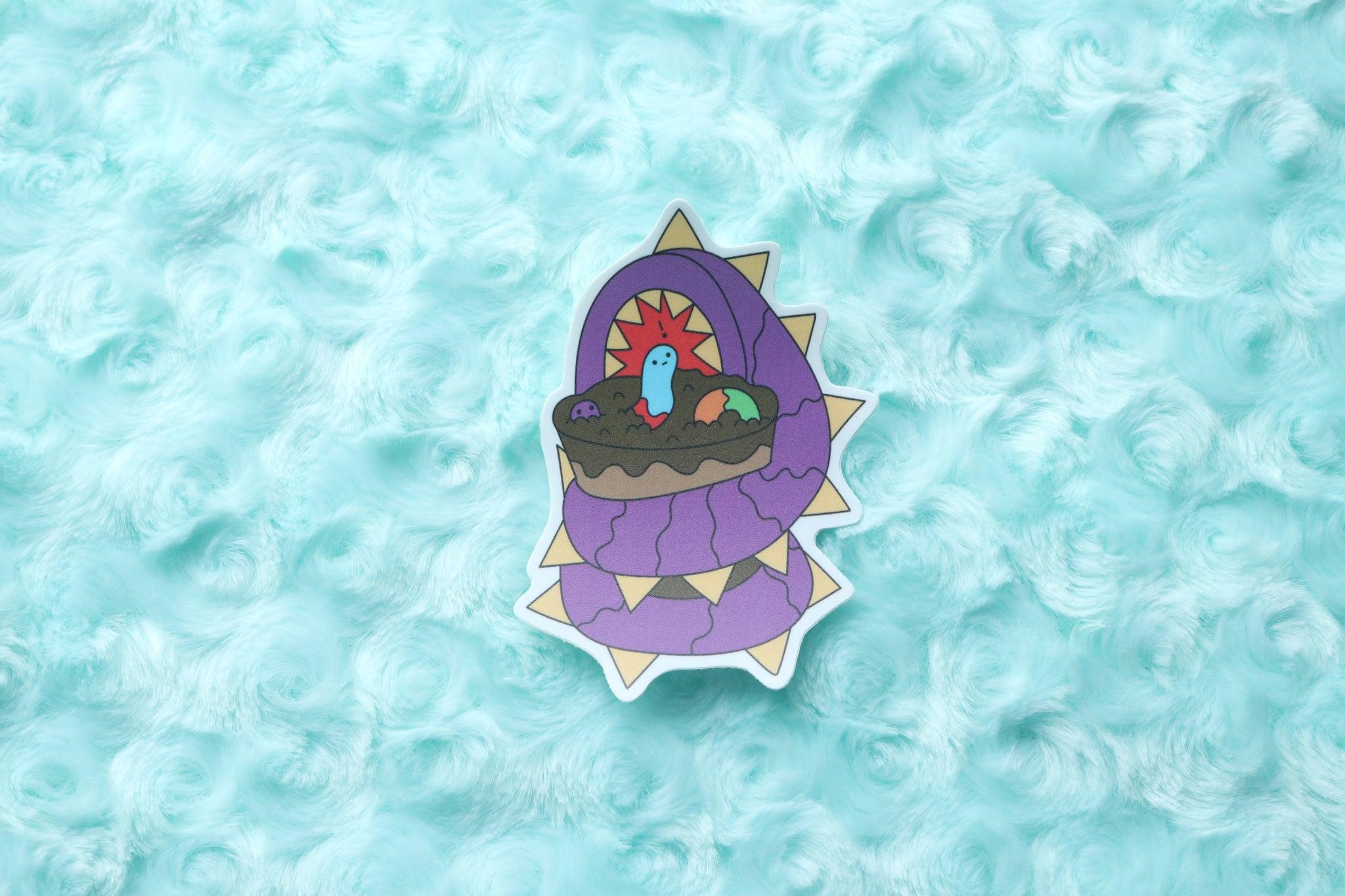 Purple Worm Dirt Cup Sticker
