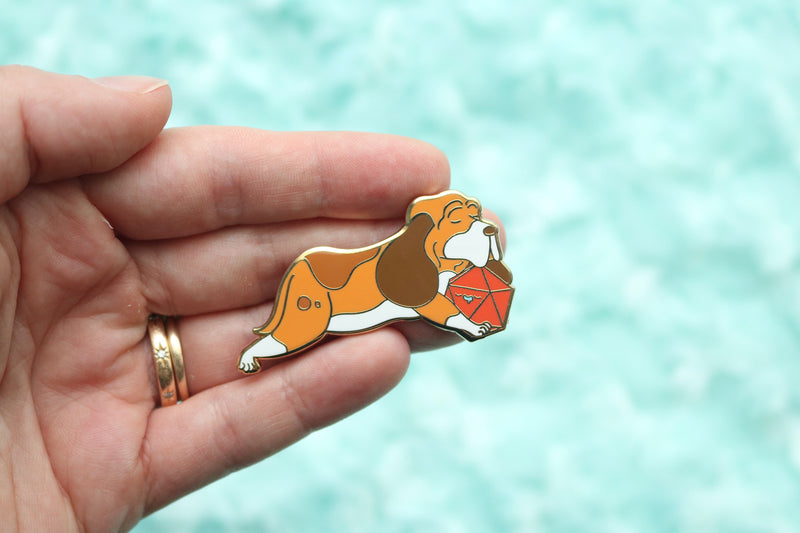 Bloodhound D20 Dice Buddy Hard Enamel Pin