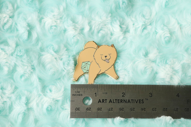 Chow Chow D20 Dice Buddy Hard Enamel Pin