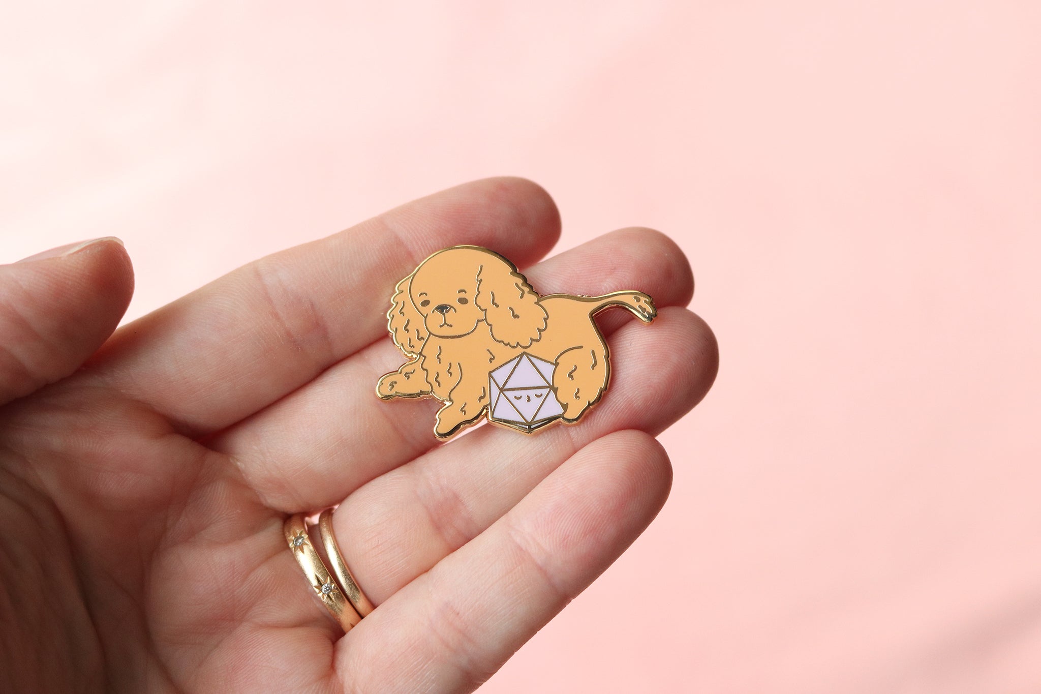 Cocker Spaniel D20 Dice Buddy Hard Enamel Pin