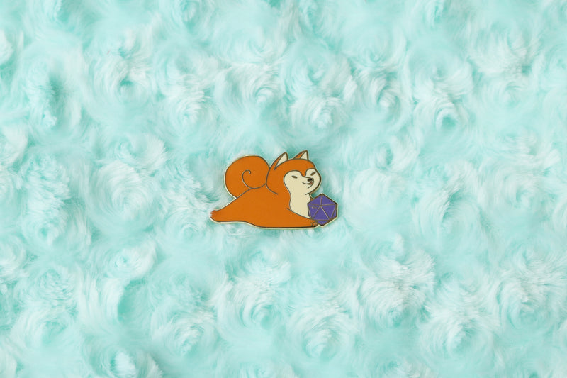 Shiba Inu D20 Dice Buddy Hard Enamel Pin