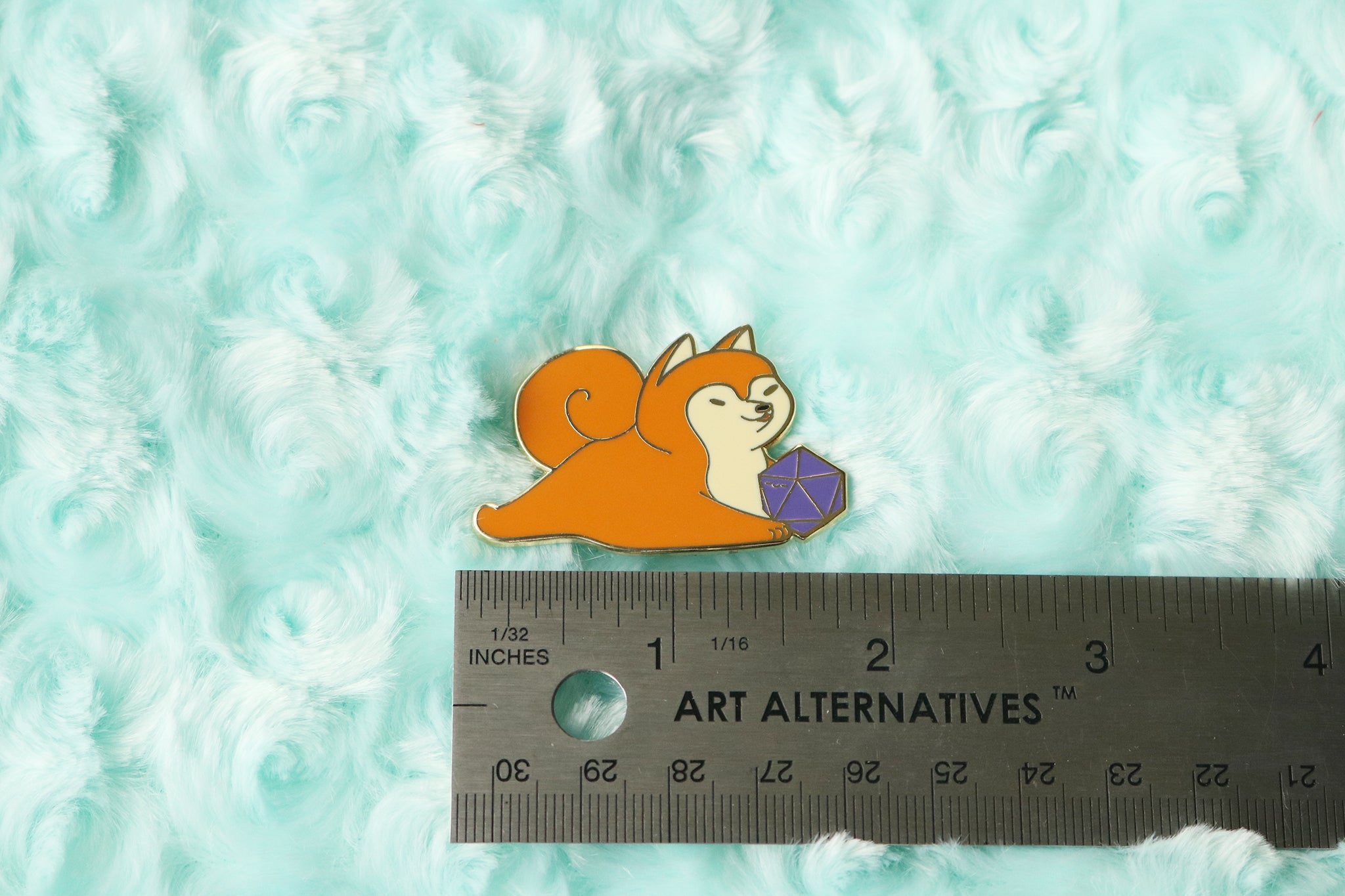 Shiba Inu D20 Dice Buddy Hard Enamel Pin
