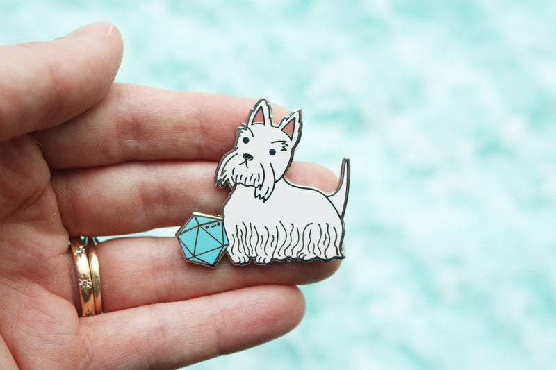 Scottish Terrier D20 Dice Buddy Hard Enamel Pin