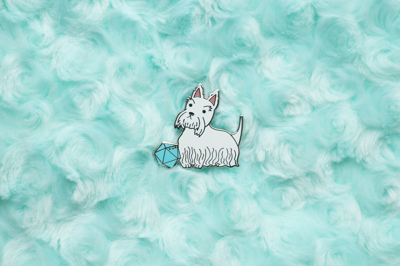 Scottish Terrier D20 Dice Buddy Hard Enamel Pin