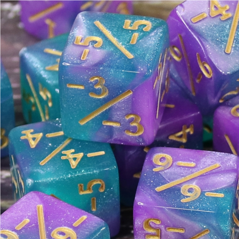 -1/-1 Light Blue & Purple Glitter Counters for Magic - set of 8