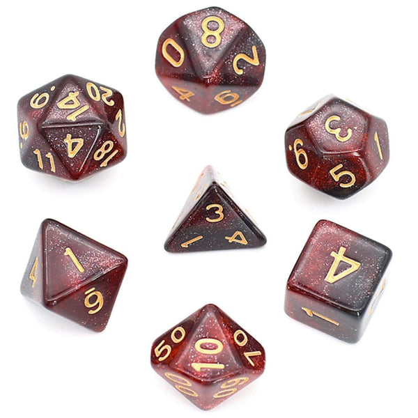 Black & Red Galaxy RPG Dice Set