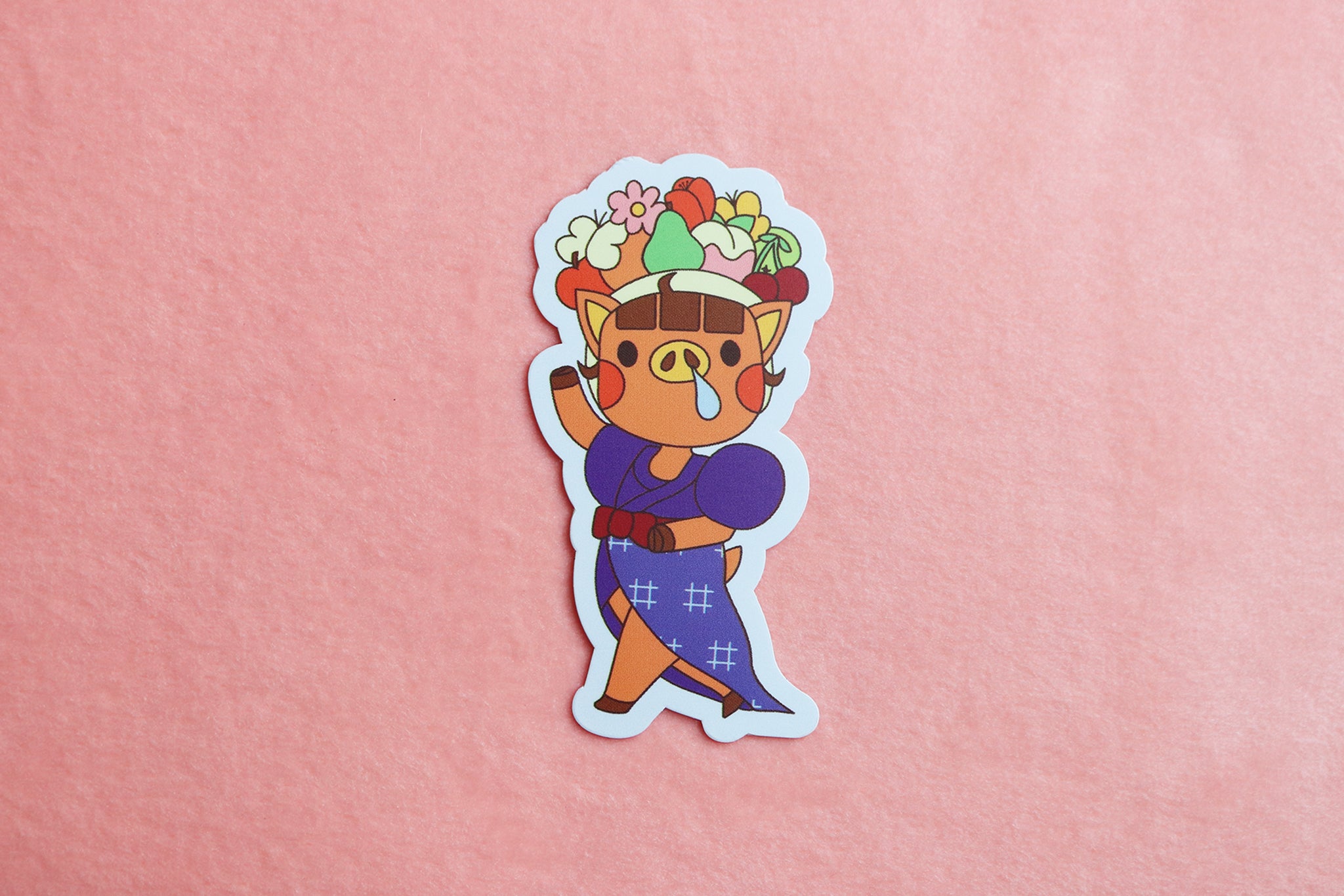 Animal Crossing New Horizons Daisy Mae Carmon Miranda Fruit Basket Hat Sticker