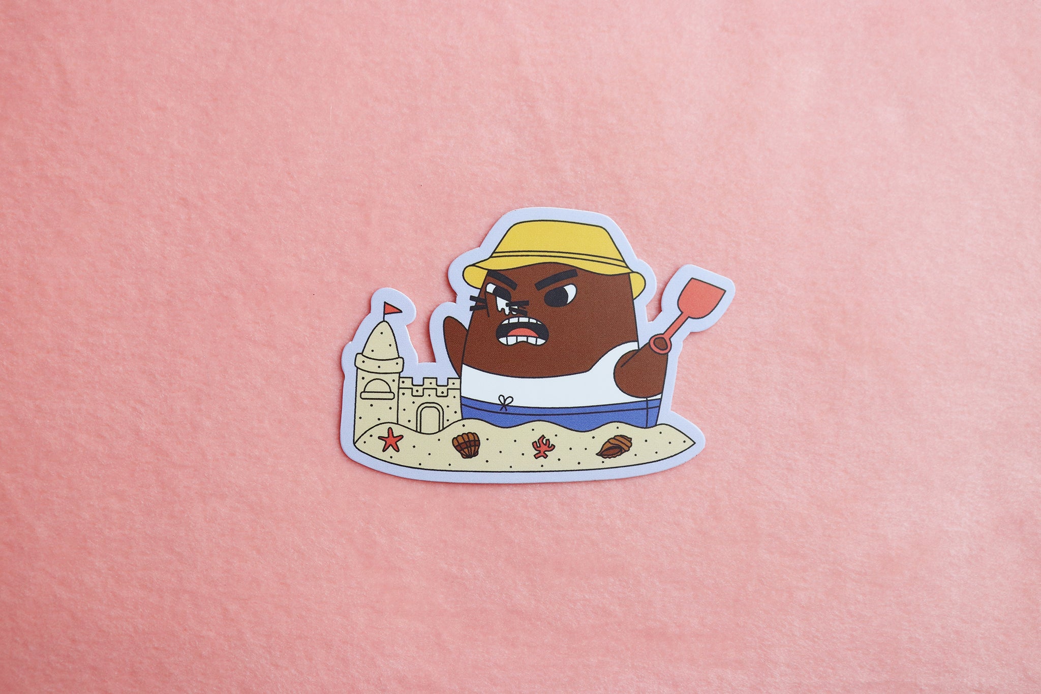 Animal Crossing Resetti Building Sand Castle Sticker