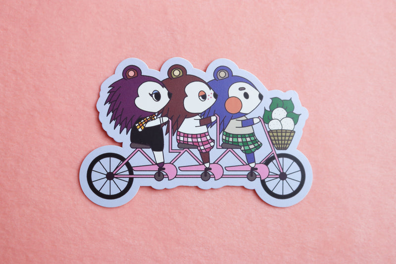 Animal Crossing Able Sisters Riding Tandem Bike Sticker