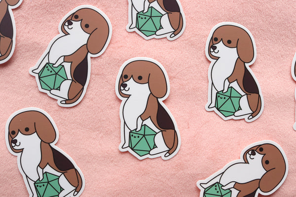 Beagle D20 Dice Buddy Stickers