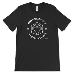 Black High Rollers Club T-shirt for TTRPG Players