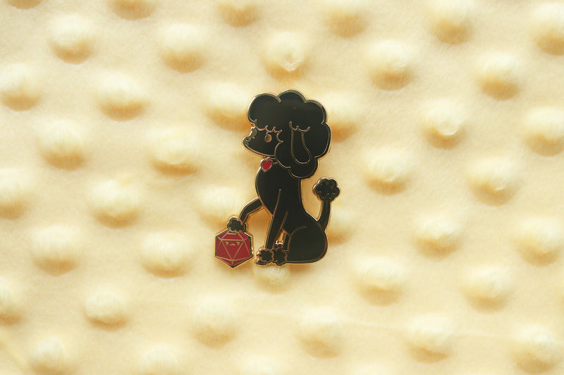 Poodle D20 Dice Buddy Enamel Pin