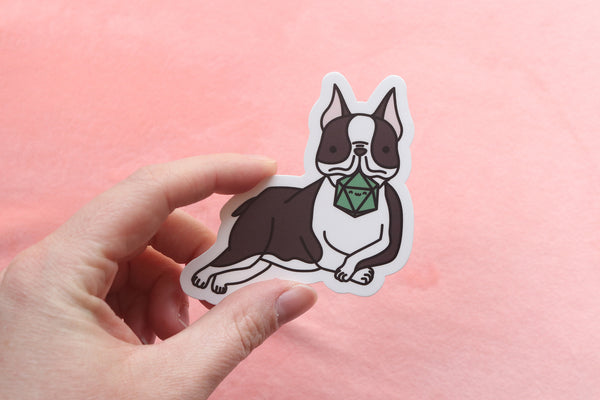Boston Terrier D20 Dice Buddy Sticker