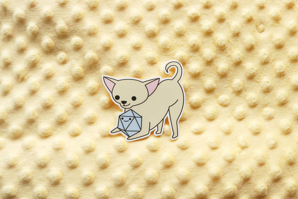 Cream Chihuahua D20 Dice Buddy Sticker