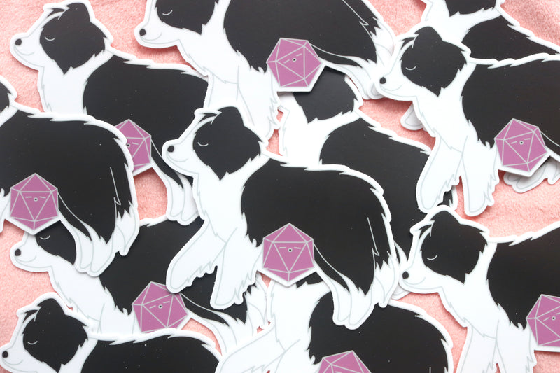 Border Collie D20 Dice Buddy Stickers