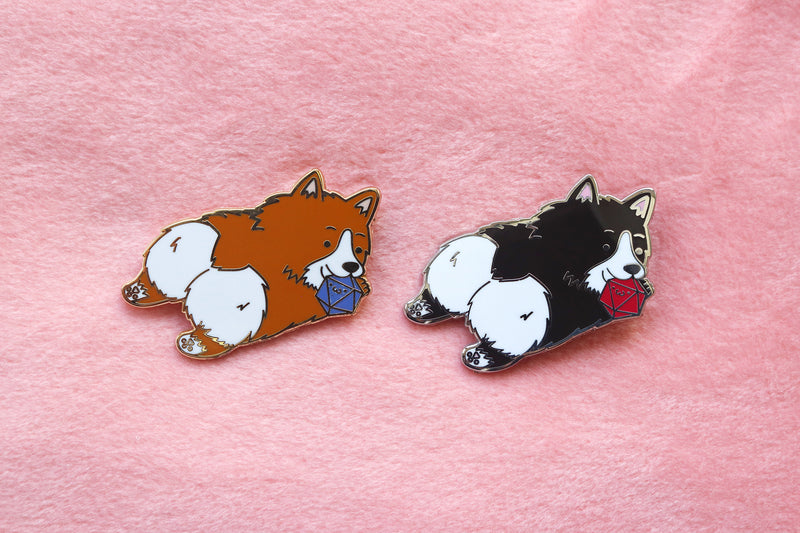 Corgi D20 Dice Buddy Enamel Pin