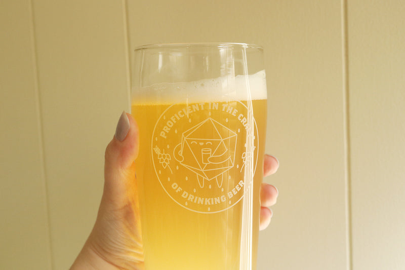 Craft Beer Drinking D20 Pub Glass