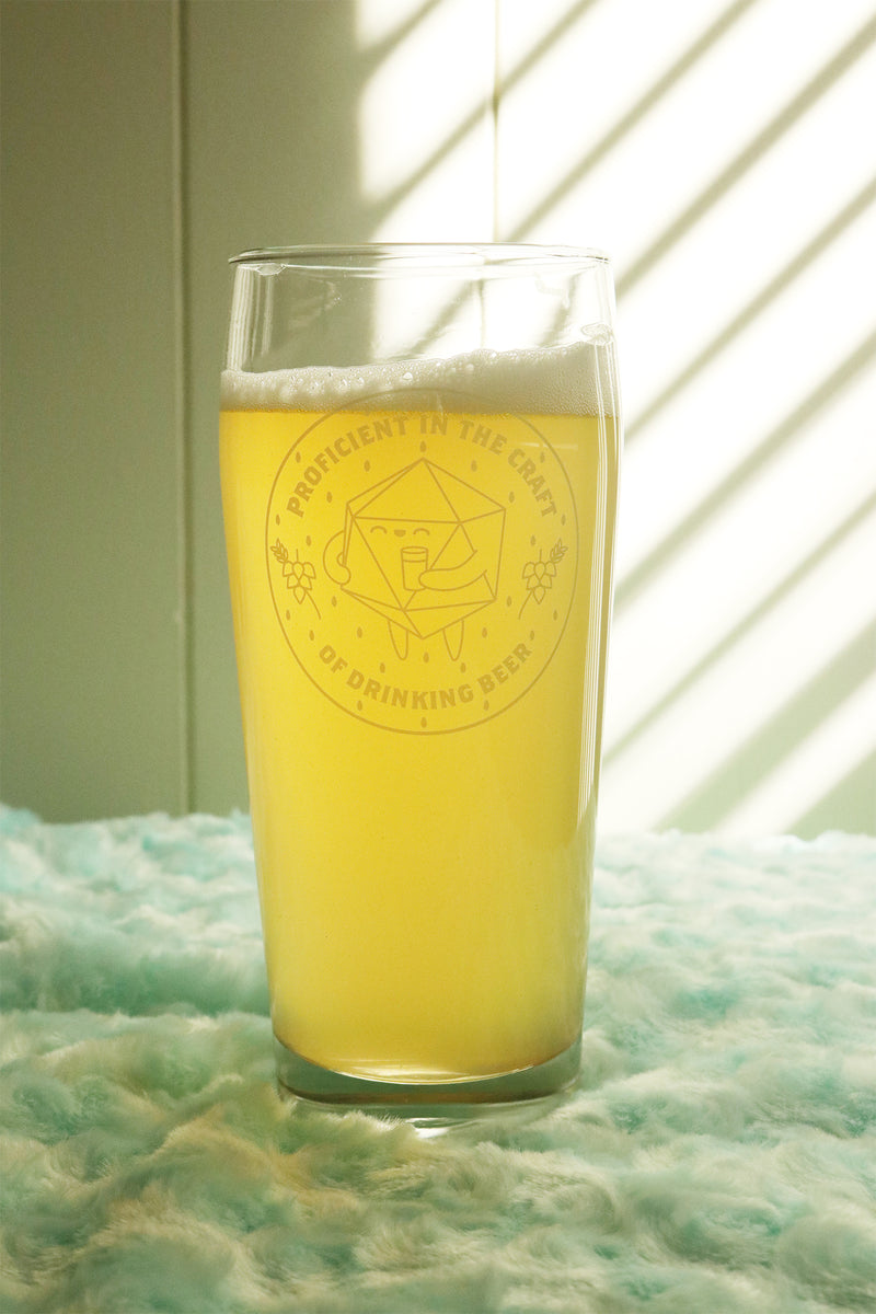 Craft Beer Drinking D20 Pub Glass