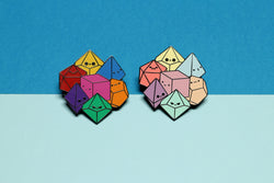 Primary and Pastel Dice Cluster Enamel Pins