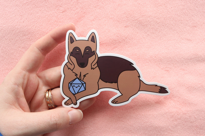 German Shepherd Dog D20 Dice Buddy Stickers