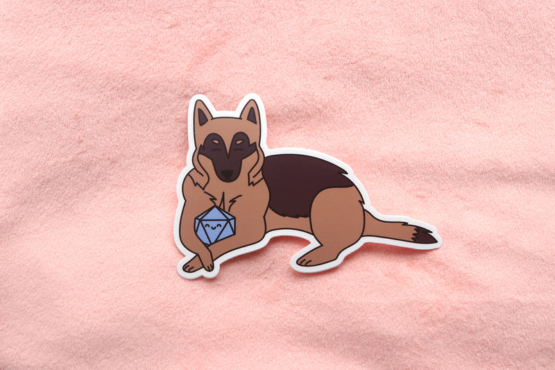 German Shepherd Dog D20 Dice Buddy Stickers