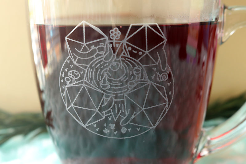 D20 Tea Party Glass Mug