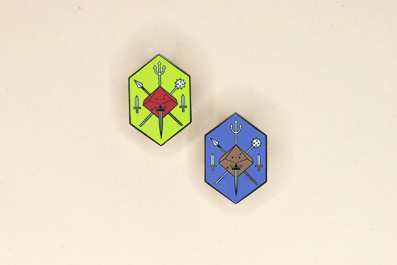 Green and Blue DnD Inspired Fighter Class Hard Enamel Pins