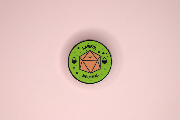 Green and Pink d20 Lawful Neutral Hard Enamel Pin