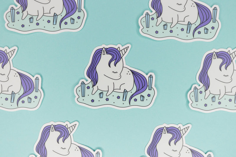 Rows of Gray Crystal Unicorn Stickers