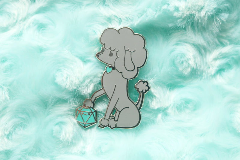 Poodle D20 Dice Buddy Enamel Pin