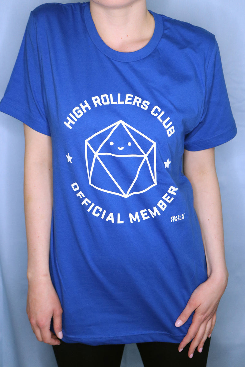 Model Wearing Blue High Rollers Club T-shirt