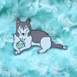 Husky D20 Dice Buddy Enamel Pin