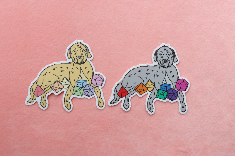 Irish Wolfhound D20 Dice Buddy Sticker
