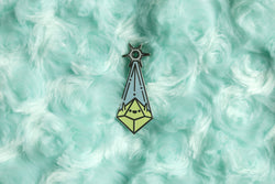 Blue and Lime Cleric Pin on Blue Fur Background